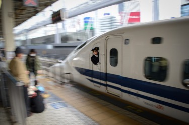 The Shinkansen trains in Japan are super efficient, fast and a pleasure to ride. This is the train before ours, leaving Tokyo station, heading for Kyoto.