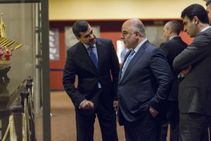 File - Haider Al Abadi, Prime Minister of Iraq, tours the UN Secretariat building in New York while here for the general debate of the General Assembly’s seventieth session, 30 September, 2015.