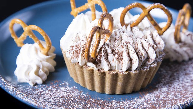 Eightysix's popular pretzel-topped banoffee pie.