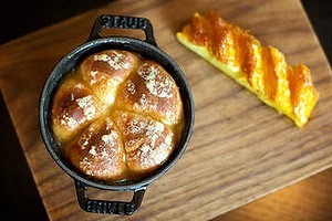 Tipsy cake (brioche basted in brandy caramel with pineapple) at Dinner by Heston Blumenthal.
