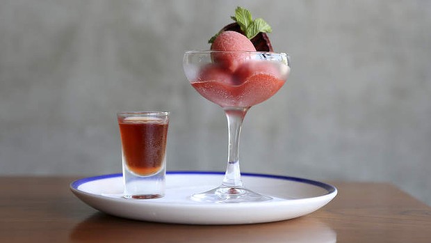 Negroni sorbet and Campari at Darling & Co.