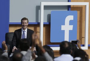 File Facebook CEO Mark Zuckerberg speaks at Facebook in Menlo Park, Calif., Sunday, Sept. 27, 2015.