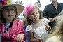 Girls line up for the Junior girls fashion competition on Stakes Day at Flemington Racecourse on November 7, 2015 in Melbourne, Australia.