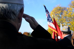 Members of the Sons of Am Vets, participate in a color guard event to honor veterans in Washington, D.C., Nov. 11, 2014. Members of the D.C. National Guard are supporting local and federal law enforcement officials during Veterans Day events. (Photo by Army National Guard Sgt. Ashley Bowman)