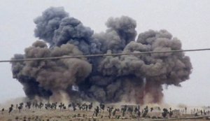 In this Thursday, Oct. 1, 2015 file image made from video provided by Hadi Al-Abdallah, which has been verified and is consistent with other AP reporting, smoke rises after airstrikes in Kafr Nabel of the Idlib province, western Syria.