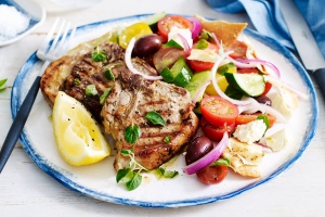 Lamb chops with Greek fattoush salad