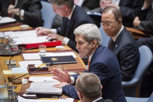 John Kerry, United States Secretary of State, addresses the UN Security Council on Syria, 18 December, 2015.