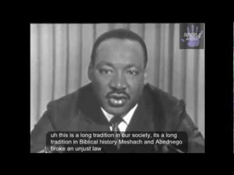 Martin Luther King Jr. Speech Civil Disobedience and obeying Just vs. Unjust laws (Closed Captioned)