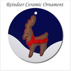 Reindeer and Snow Ceramic Ornament on the funEZ Bazaar