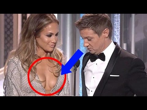 Jeremy Renner PEEPS In JLO's 'CLEAVAGE | Golden Globe Awards 2015