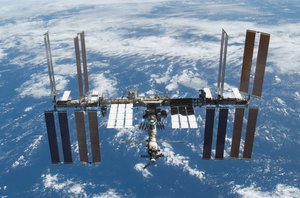 File - This is one of a series of images featuring the International Space Station photographed soon after the space shuttle Atlantis and the station began their post-undocking relative separation.