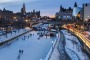 Skating on the Rideau Canal at night.