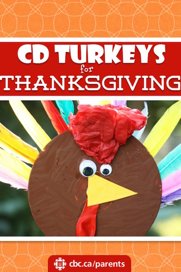 Upcycled CD Turkey craft for Kids