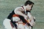 Tony Lockett clashes with Peter Caven.