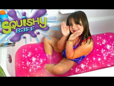 Squishy Baff PINK Jello- Squished Orbee -like Bath! Super Squishy, Cool Bath! .. Daisy Try's It Out!