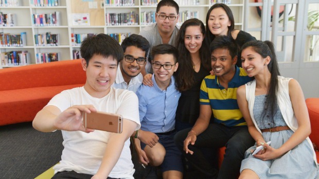 VCE students from Nossal High school celebrate the completion of year 12 and the school's VCE ranking. 