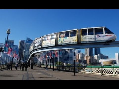 MONORAIL train in Sydney CBD, Australia, HD video, no music