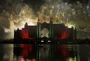 A general view of the fireworks at the Atlantis resort in Dubai, Thursday, Nov. 20, 2008