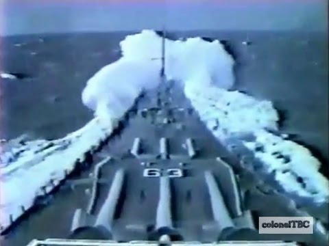 Battleship USS Missouri (BB-53) in heavy seas! - 1980s