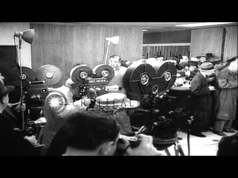 First Deputy Premier of the Soviet Union Anastas Mikoyan speaks to the press thro...HD Stock Footage