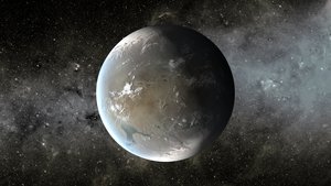 File - The artist's concept depicts Kepler-62f, a super-Earth-size planet in the habitable zone of a star smaller and cooler than the sun, located about 1,200 light-years from Earth in the constellation Lyra.