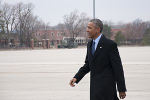 President Barack Obama bids farewell to Kansas as Air Force One departs Forbes Field Air National Guard Base in Topeka, Kan., Jan. 22, 2015