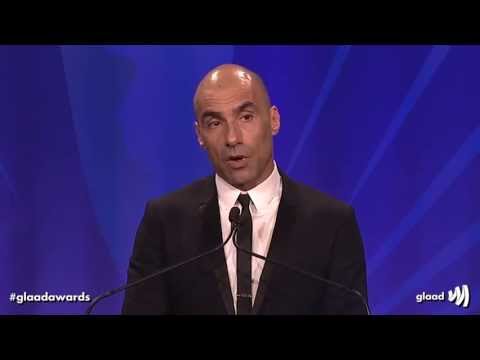 Charlize Theron and Leonardo DiCaprio introduce Steve Warren's speech at the #glaadawards