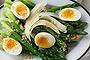 Asparagus with soft-boiled egg.