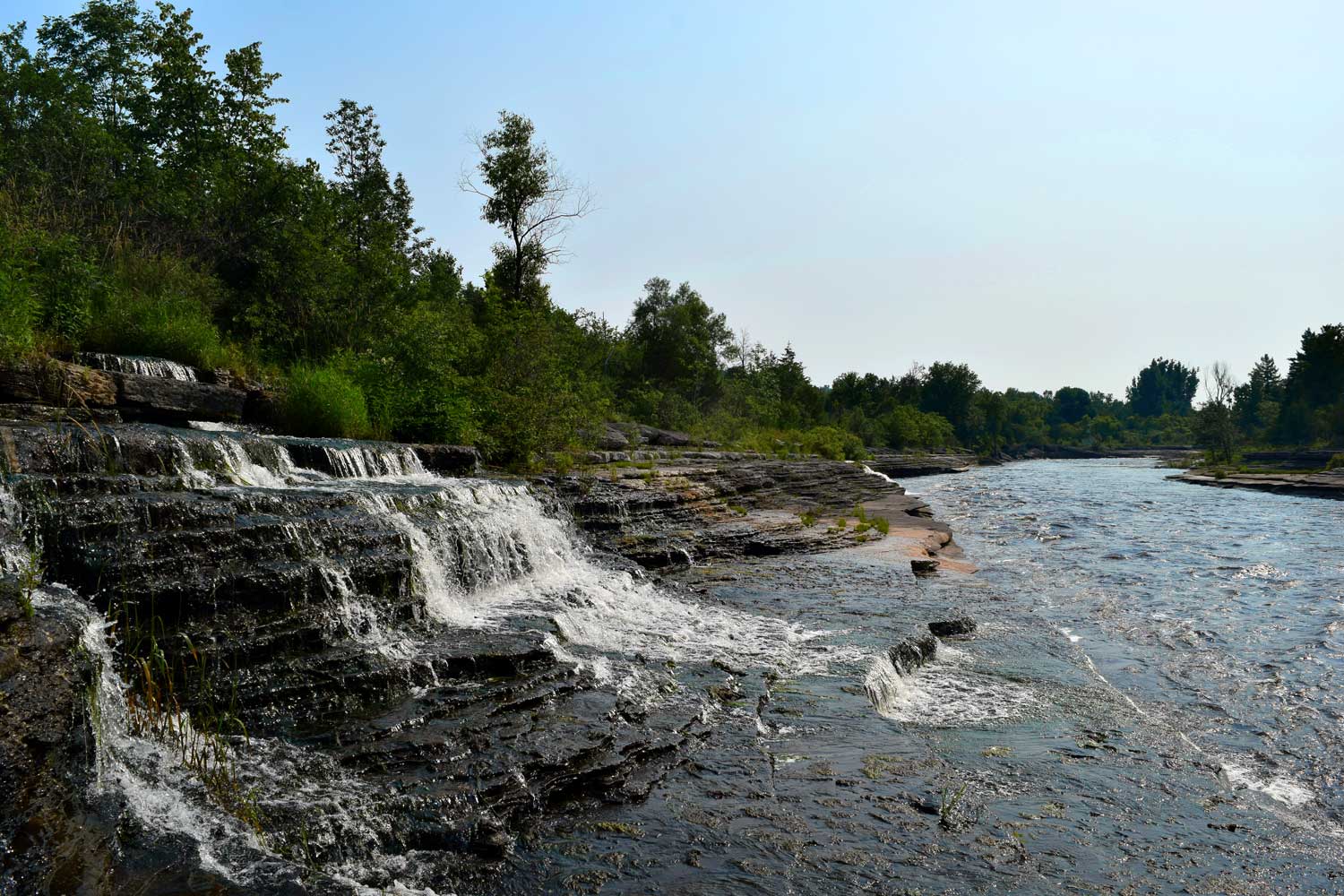 Black River Group rocks host several small waterfalls along the Black River Trail.