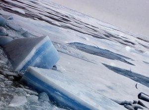 File - Arctic ice viewed from aboard the Norwegian Coast Guard vessel, "KV Svalbard", during Secretary-General Ban Ki-moon's visit to the Polar ice rim to witness firsthand the impact of climate change on icebergs and glaciers.