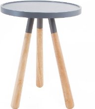 Leitmotiv LM714 Orbit - Tavolino con top in MDF, piedi in legno, altezza 51 cm, diametro 40 cm, colore: Grigio