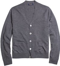 Brooks Brothers - Saxxon Cardigan Biella, Maglia da uomo, grey 75, 52/L