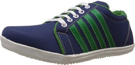 Juan David Men's Blue and Green Canvas Sneakers - 8 UK (F-23)