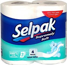 Selpak Toilet Paper Bathroom Tissue Roll - 3Ply (4 Rolls/Pack)