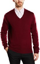 Brooks Brothers - Saxxon V-Neck Biella, Maglia da uomo, dark red 24, 52/L