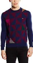 Harmont & Blaine - Maglia Girocollo Disegni Geometrici H160930 Uomo, Rosso, S