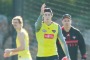 Matthew Lloyd with Jake Carlisle and Joe Daniher during an Essendon training session on June 11, 2015.