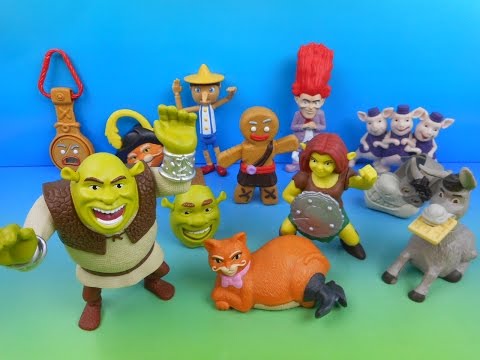 2010 SHREK FOREVER AFTER BOXED SET OF 12 McDONALD'S HAPPY MEAL KID'S MOVIE TOY'S VIDEO REVIEW