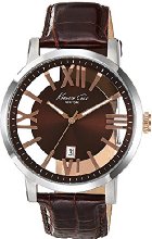 Kenneth Cole New York Transparency KC8010 - Reloj de acero inoxidable con correa café de cuero para hombre