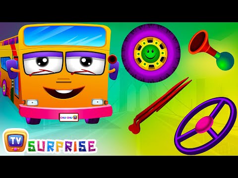 Surprise Eggs Nursery Rhymes | Wheels On The Bus | Learn Colours & Parts of the Bus | ChuChu TV