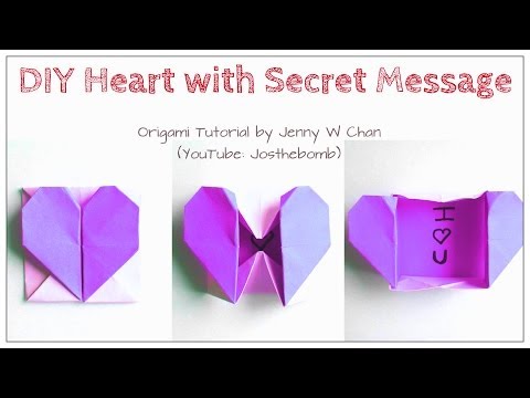 DIY Origami Heart Box / Envelope, Secret Message - Valentine's Day Crafts- Pop-Up Heart - Kids,Easy