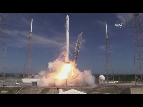 Launch of SpaceX Falcon 9 with CRS-6 & 2nd Barge Landing for 1st Stage