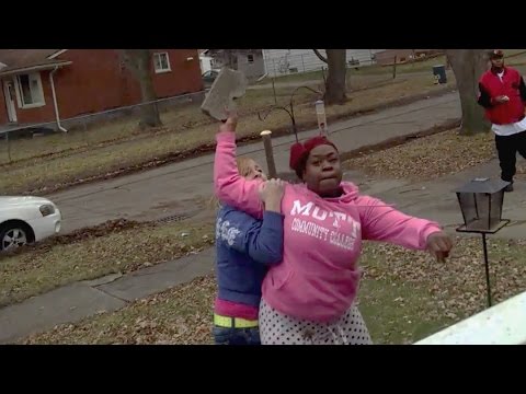 Crazy Lady Attacks People 810 Flint Michigan