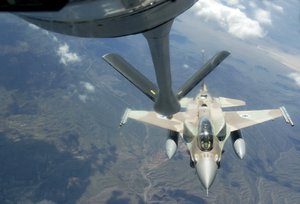 File - An Israeli Air Force F-16 from Ramon Air Base, Israel, moves into refueling position July 17, 2009 over the Nevada Test and Training Range during Red Flag 09-4.