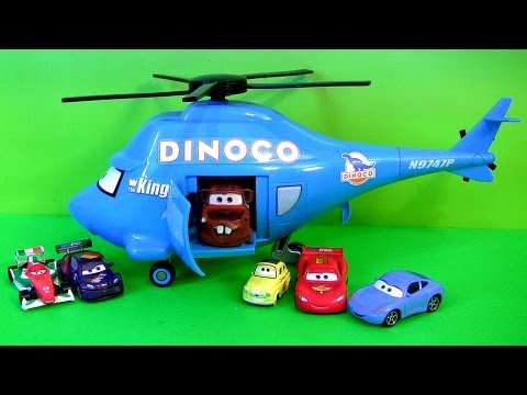 Pixar Cars Talking Dinoco Helicopter Transporter Mater Disney Rotor Turbosky The King cartoys review