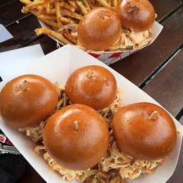 Chicken sliders and side of garlic Parmesan fries