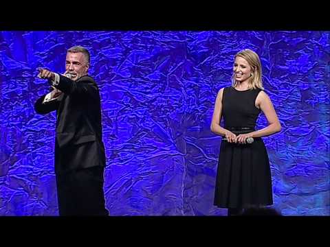 Dianna Agron auctions off a kiss at the #glaadawards