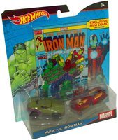 Hot Wheels Marvel  Hulk vs. Iron Man Character Car 2-Pack with Comic