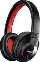 Philips SHB7000 Casque Audio Bluetooth 3.0 avec Microphone pour Prise d'Appels, Prise Jack, Câble USB - Noir et Rouge