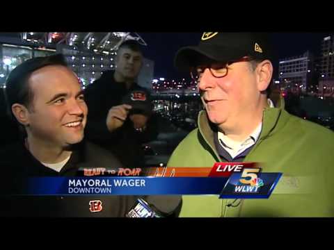 Cincinnati, Pittsburgh mayors talk smack outside Paul Brown Stadium